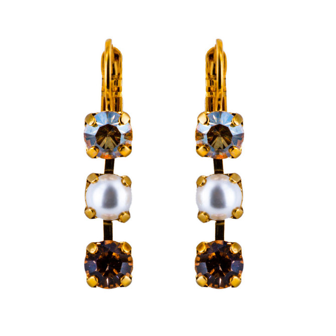 Mariana Petite Three Stone French Wire Earrings in Cookie Dough - Preorder