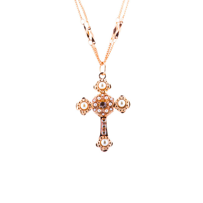 Mariana Flat Cross Pendant in Cookie Dough - Preorder