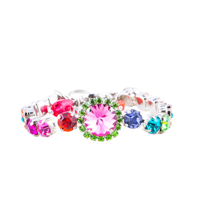 Mariana Petite Bracelet with Rivoli Center Cluster in Rainbow Sherbet - Preorder