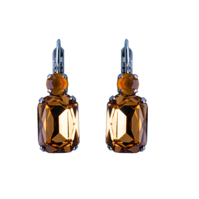 Mariana Round and Emerald Cut French Wire Earrings in Butter Pecan - Preorder