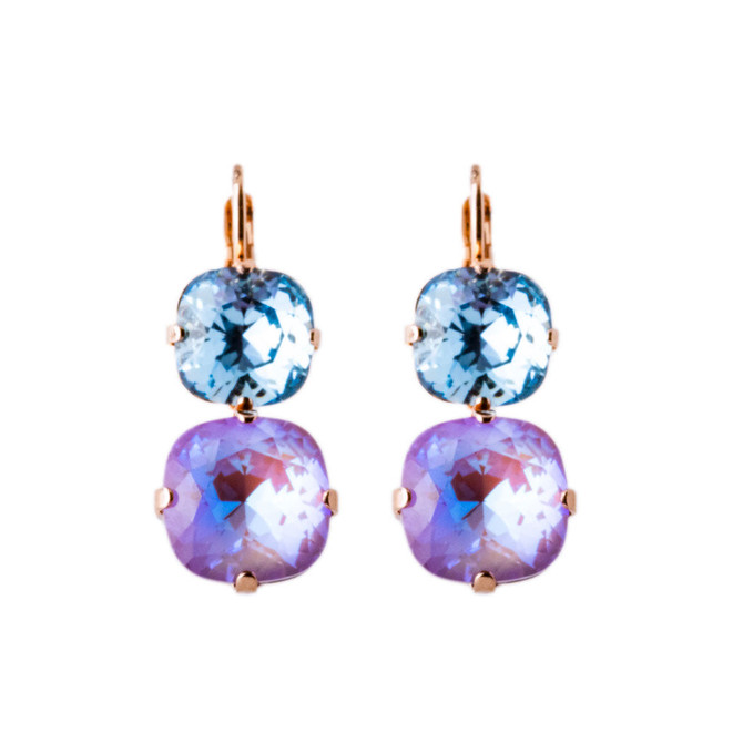 Mariana Double Cushion Cut French Wire Earrings in Blue Moon - Preorder