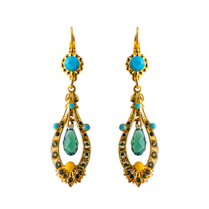 Mariana Open Oval French Wire Earrings with Dangle Briolette in Pistachio - Preorder