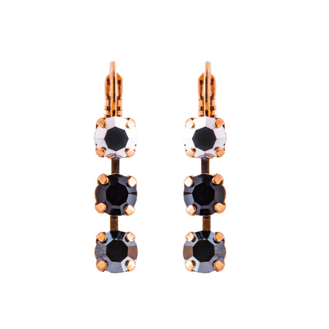 Mariana Petite Three Stone French Wire Earrings in Rocky Road - Preorder