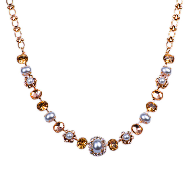 Mariana Oval Necklace with Center Oval Cluster in Cookie Dough - Preorder