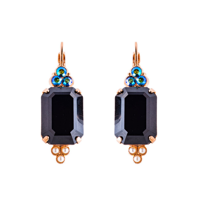 Mariana Lovable Emerald Cut with Trio Stone Cluster French Wire Earrings in Rocky Road - Preorder