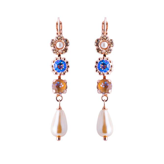 Mariana Triple Stone and Briolette French Wire Earrings in Butter Pecan - Preorder