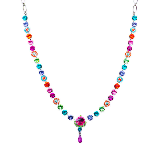 Mariana Petite Necklace with Rivoli Center Cluster in Rainbow Sherbet - Preorder