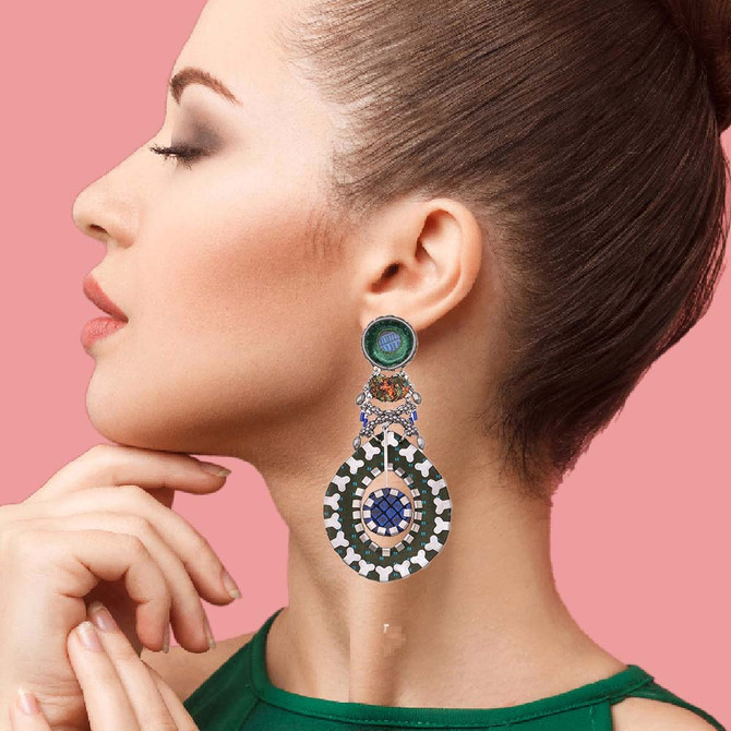 Ayala Bar Moss Rock Half Moon Earrings