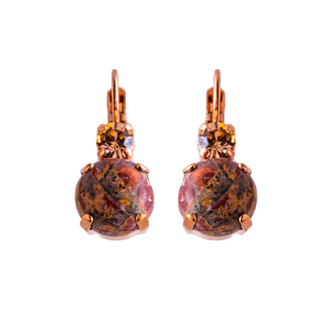 Mariana Lovable Double Stone Leverback Earrings in Light Peach and Leopard Skin - Preorder