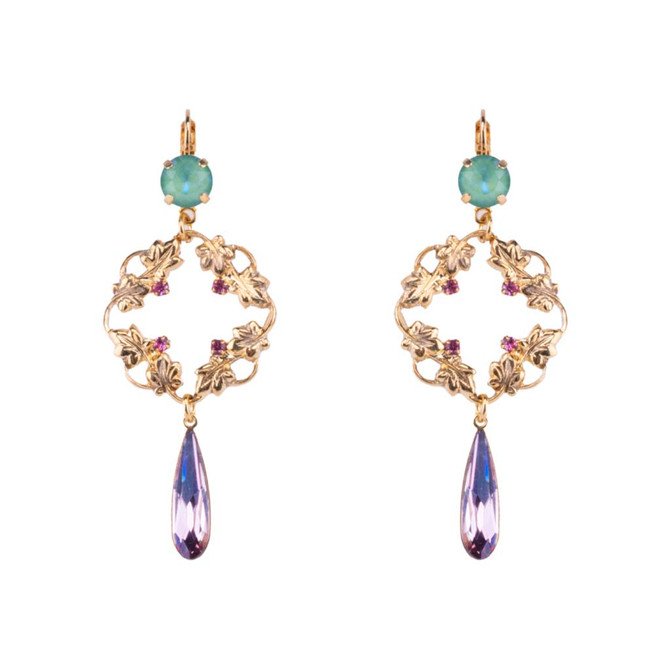 Mariana Open Circle Filigree Earrings with Teardrop in Enchanted - Preorder