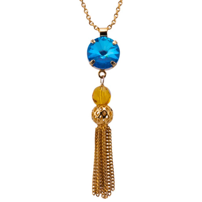 Mariana Lovable Rivoli Single Stone Pendant With Tassel in Fairytale - Preorder