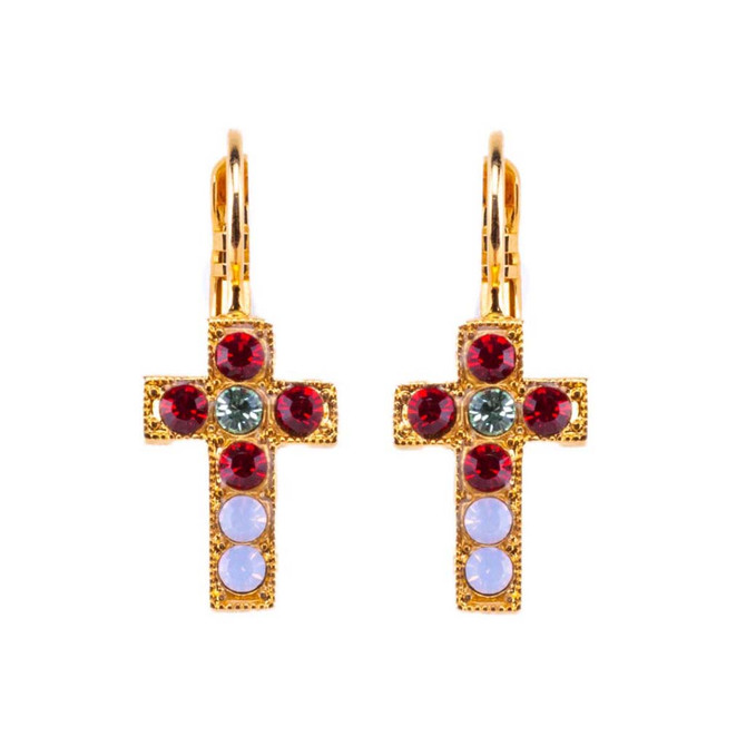 Mariana Petite Cross Leverback Earrings in Enchanted - Preorder