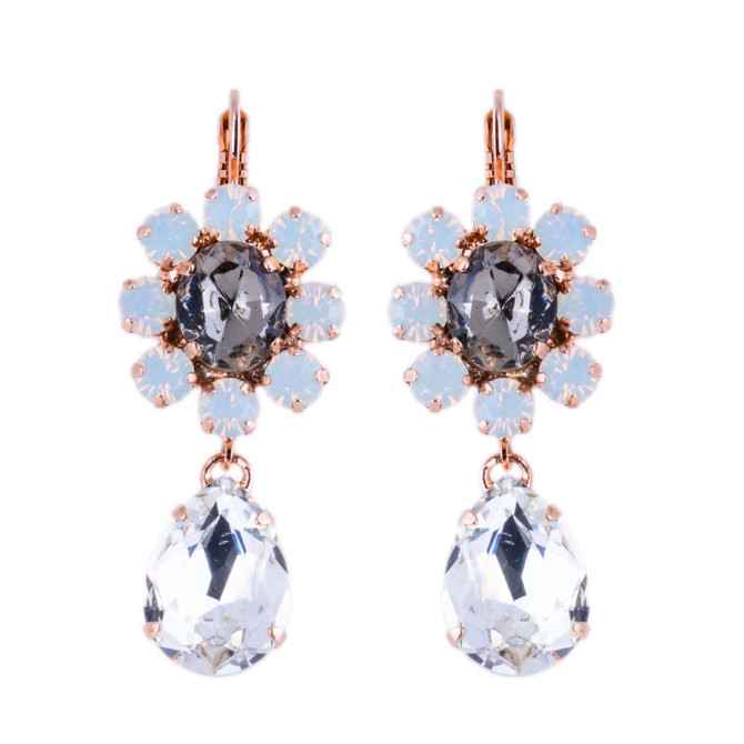 Mariana Extra Luxurious Cluster and Pear Dangle Leverback Earrings in Ice Queen - Preorder