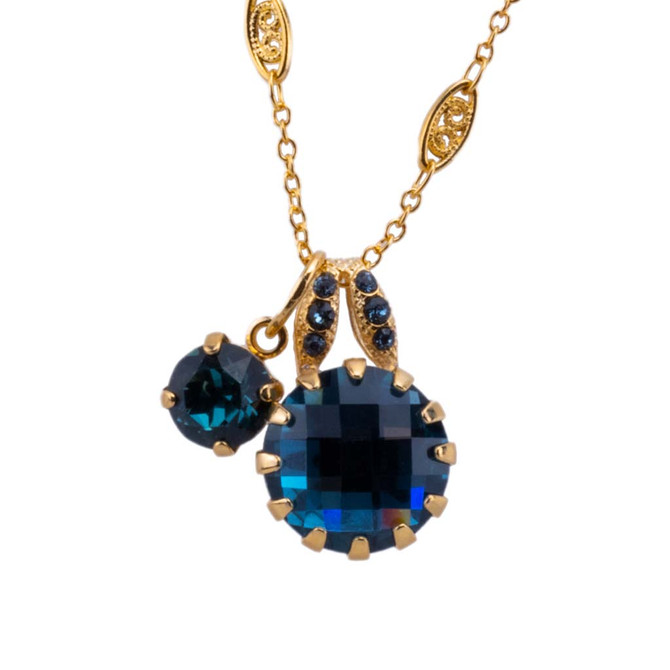 Mariana Extra Luxurious Double Stone Pendant in Denim Blue - Preorder