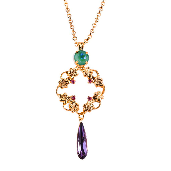 Mariana Open Circle Filigree Pendant with Teardrop in Enchanted - Preorder