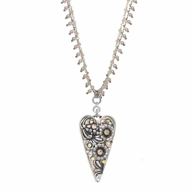 Michal Golan Silverlining Long Heart Necklace