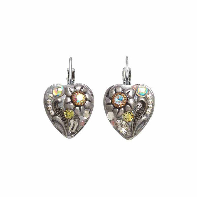 Michal Golan Silverlining Heart Lever Back Earrings