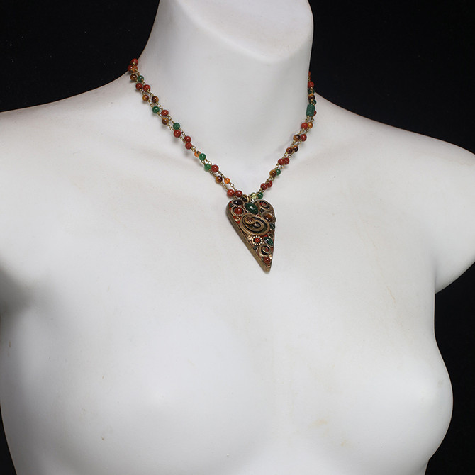 Michal Golan Evergreen Long Heart Necklace