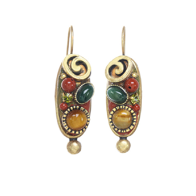 Michal Golan Evergreen Long Oval Earrings