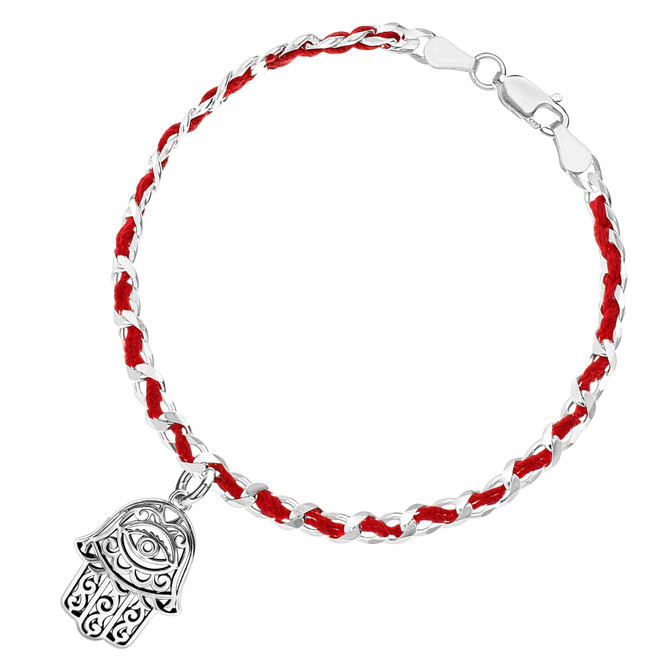 Intricate Hamsa Hand Red String Bendel Bracelet
