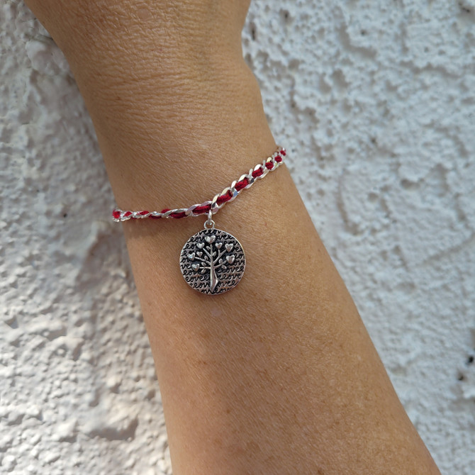 Family Tree of Life Red String of Fate Bracelet