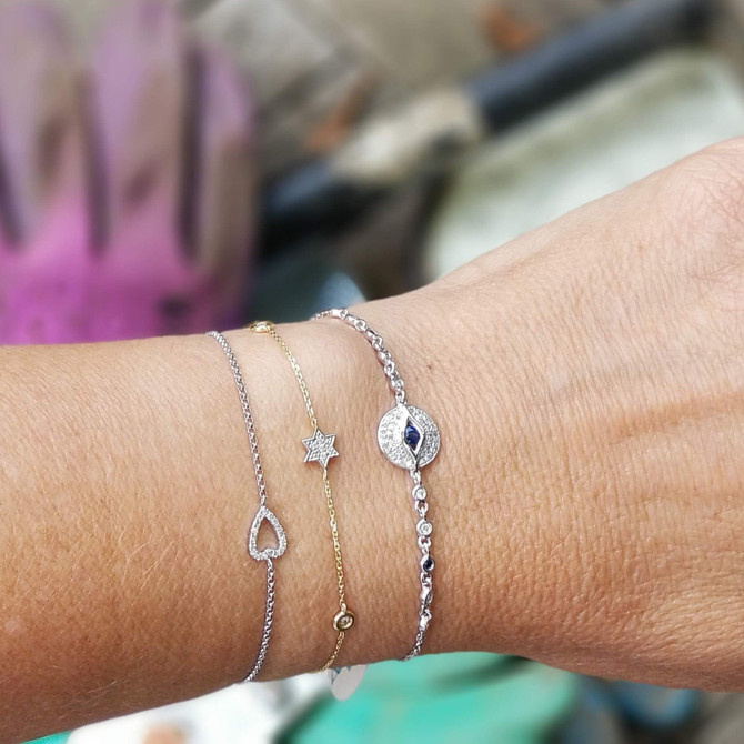 Diamond And Sapphire Evil Eye Bracelet