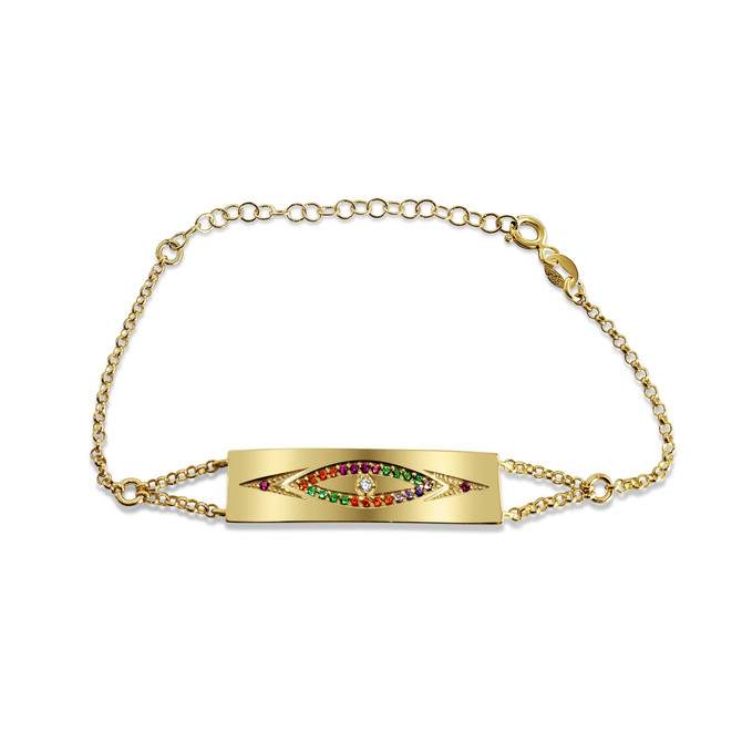 Rainbow Gold Evil Eye Bracelet