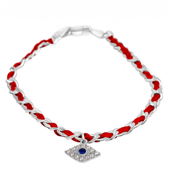 Evil Eye Charm on a Red String Bracelet