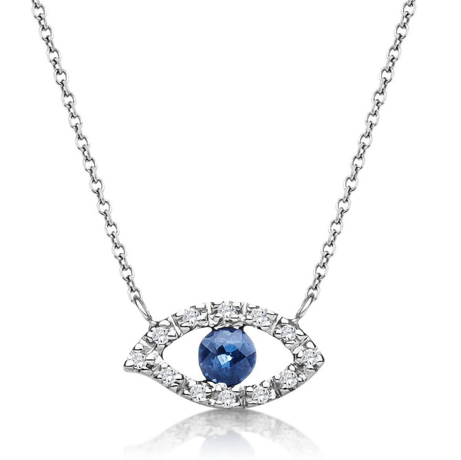 Diamond and Sapphire Evil Eye Necklace