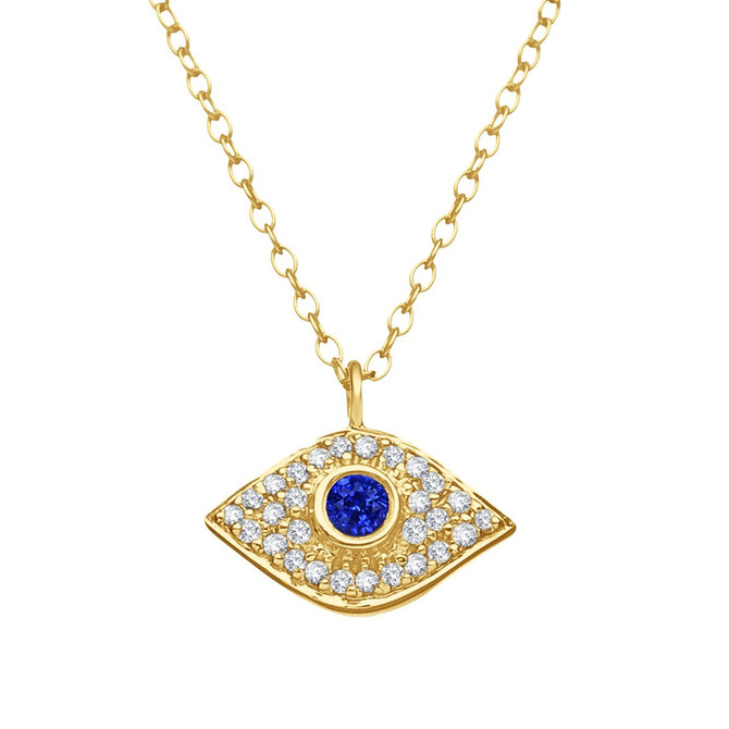 Evil Eye Designer Necklace in 14k Gold with Diamonds