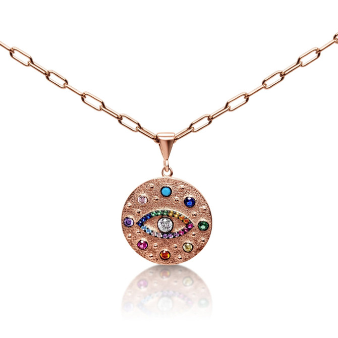 Celestial Evil Eye Pendant With Colorful Accents
