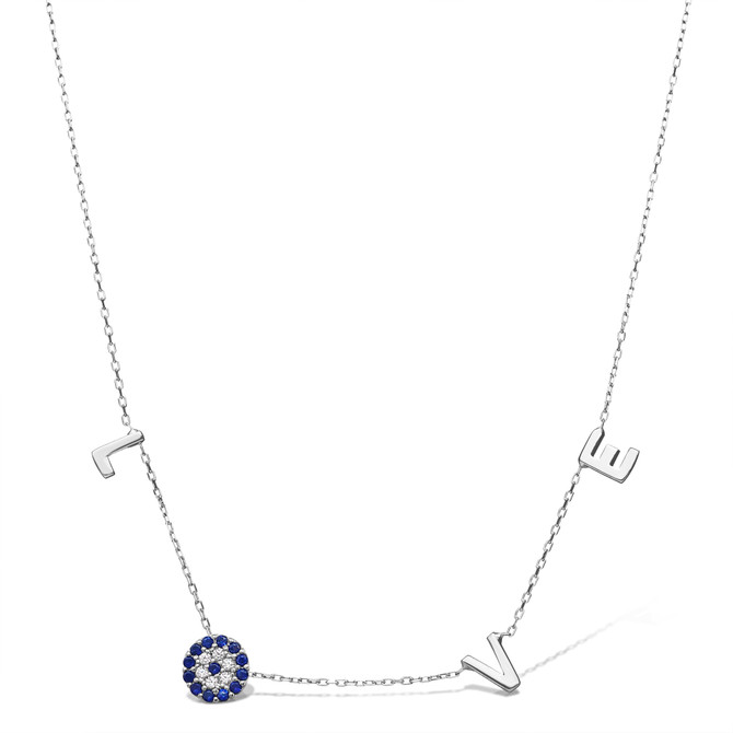 Evil Eye and Love Letter Necklace for Women and Girls