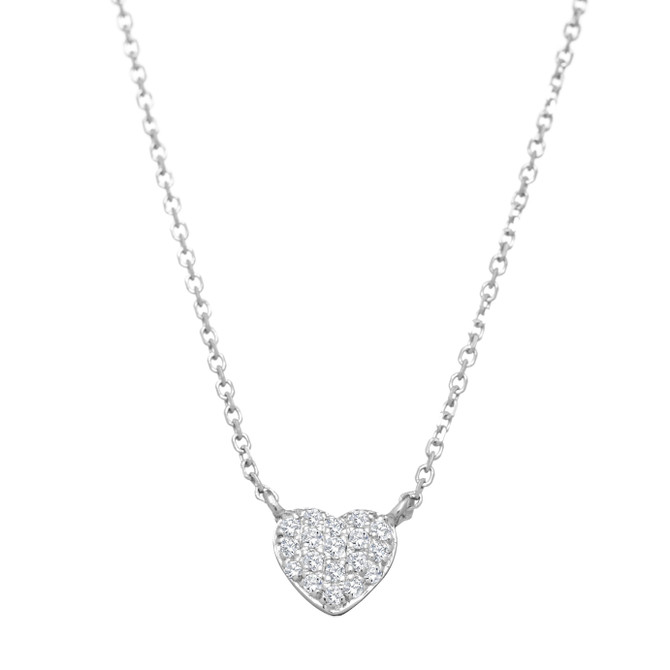 Tiny Diamond Heart Necklace in 14k Gold