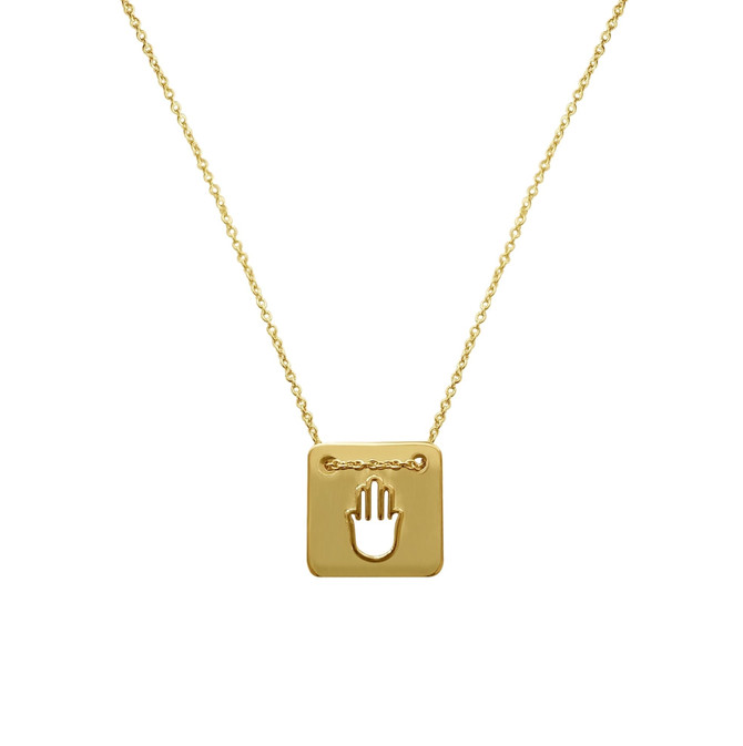 Gold Hamsa Necklace in a Square