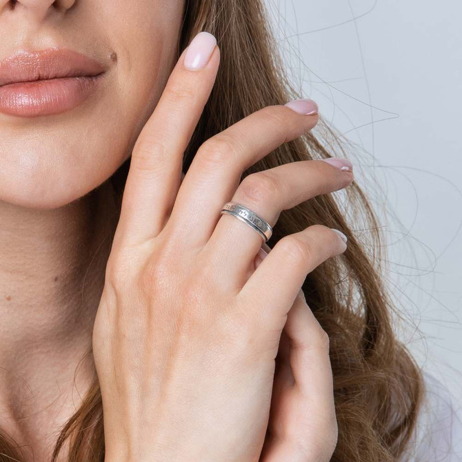 Sterling Silver Silver Round Ring with Ani Ledodi and Star of David