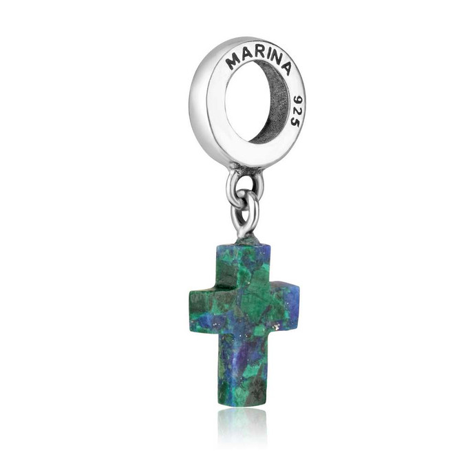 Cross Hang Bead Charm With Eilat Stone