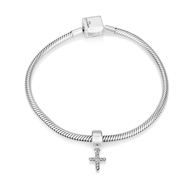 Sterling Silver Cross Zircon Pendant Charm