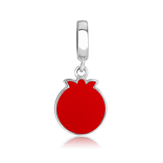 Charm Pendant with Silver Beads and Red Enamel