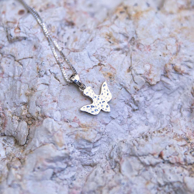 Textured Dove Silver Pendant 925 Silver