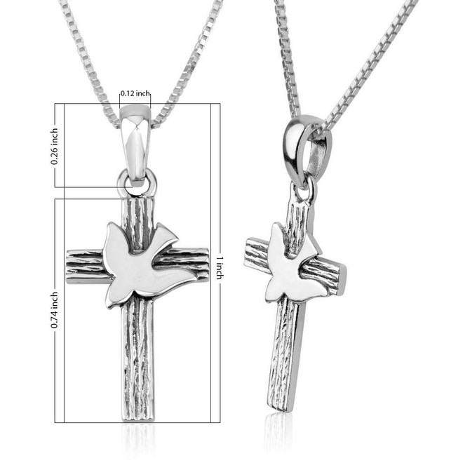 Cross with Dove pendant from sterling silver 925