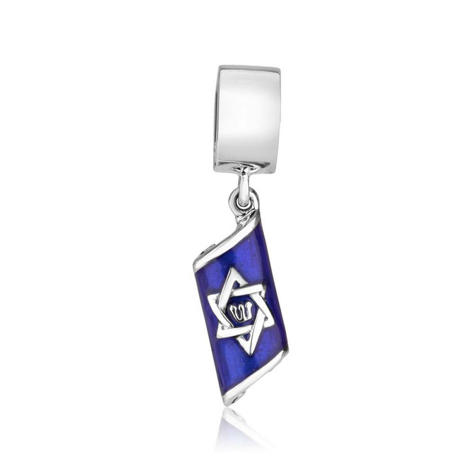 Mezuzah Scroll Shaped Star David Charm Pendant