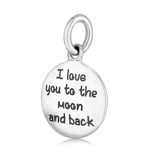 Sterling Silver Round Pendant I Love You To The Moon