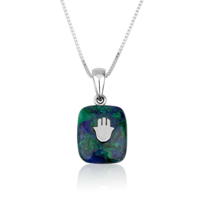 Hamsa Eilat Azurite Stone Pendant