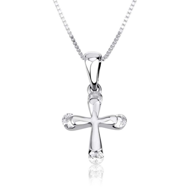 925 Sterling Silver Cross Pendant with Zirconias