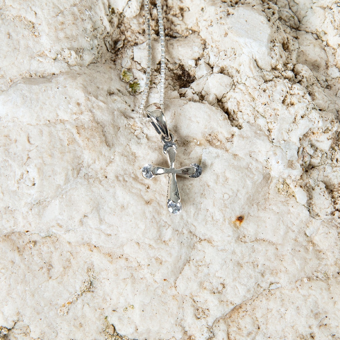 925 Sterling Silver Cross Pendant with Zirconias