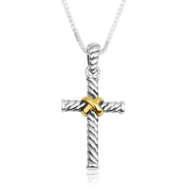 Gold Plated Trinity Cross Silver Pendant with Zirconia Stone