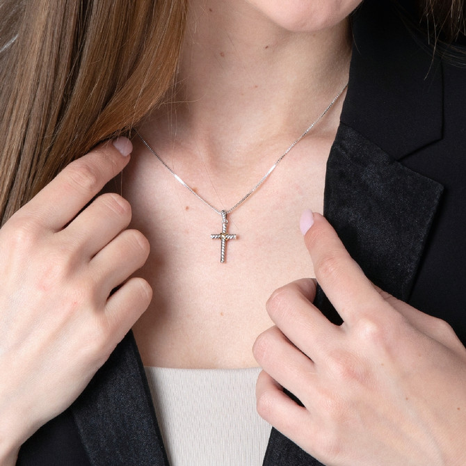 Gold Plated Trinity Cross Silver Pendant with Zirconia Stone