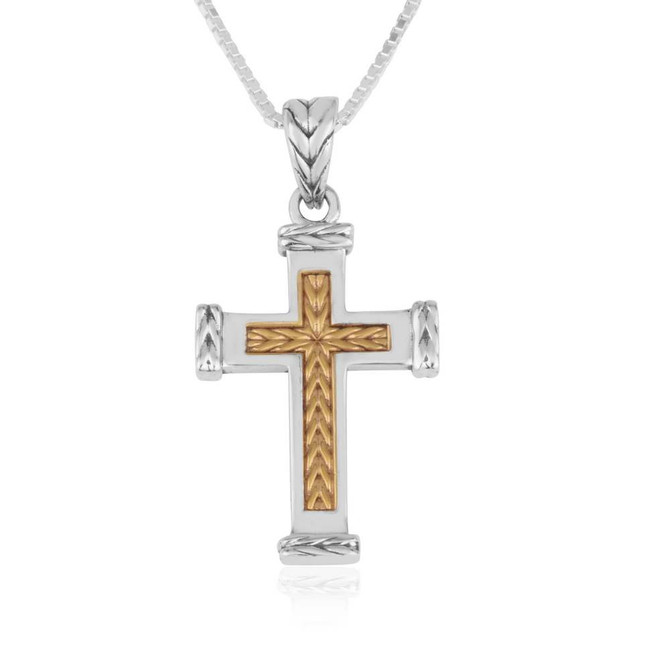 Sterling Silver Pendant in a form of Gold Plated Crucifix
