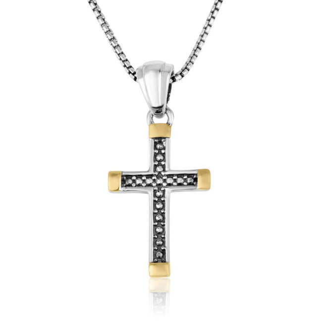Trinity Beaded Gold Plated Cross Sterling Silver Pendant