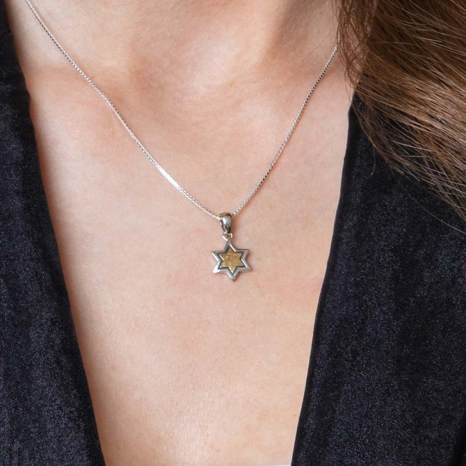 Gold Plated Star of David Silver Pendant